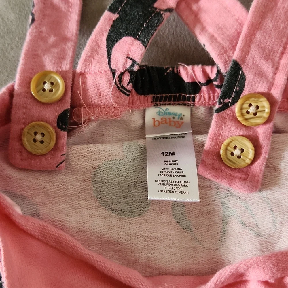 Disney baby set of t shirt and shortall pink black 12 months baby girl